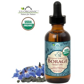 US Organic Borage seed Oil (18% GLA), USDA Certified Organic, 100% Pure & Natural, Cold Pressed, aka Starflower oil, in Amber Glass Bottle w/Eye dropper for Easy Application (2 oz (56 ml))