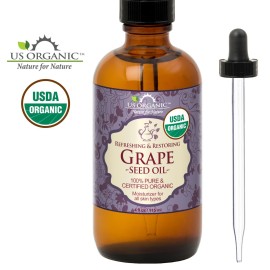 US Organic Grape Seed Oil, USDA Certified Organic, 100% Pure & Natural, Cold Pressed Virgin, Unrefined, in Amber Glass Bottle w/Glass Eye dropper for Easy Application (4 oz (115 ml)) US Organic Grape Seed Oil, USDA Certified Organic, 100% Pure & Natural, Cold Pressed Virgin, Unrefined, in Amber Glass Bottle w/Glass Eye dropper for Easy Application (4 oz (115 ml))