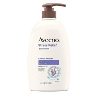 Aveeno Stress Relief Body Wash with Nourishing Oat & Lavender Scent for Sensitive Skin, Gently Cleanses & Helps You Feel Calm & Relaxed in the Shower, Soap-Free, 33 fl. oz