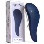 Crave Naturals Glide Thru Hair Brush - Detangler Brush for Curly, Straight, Wet or Dry Hair - Gentle Detangling Brushes for Adults, Kids, Toddlers - Hair Accessories for Women, 7.5x3 - Blue