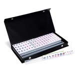 drizzle Pink Travel Mini Mahjong Set 20mm with Instructions - Portable 146 Tiles - for Beginners with 4PCS Racks 2 Pounds - Chinese Mah-Jong Game 