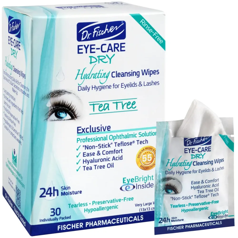 Dr. Fischer Tea Tree Eyelid Wipes - Gentle Eye Wipes for Everyday Eye Cleansing and Hypoallergenic Makeup Remover Dr. Fischer Tea Tree Eyelid Wipes - Gentle Eye Wipes for Everyday Eye Cleansing and Hypoallergenic Makeup Remover