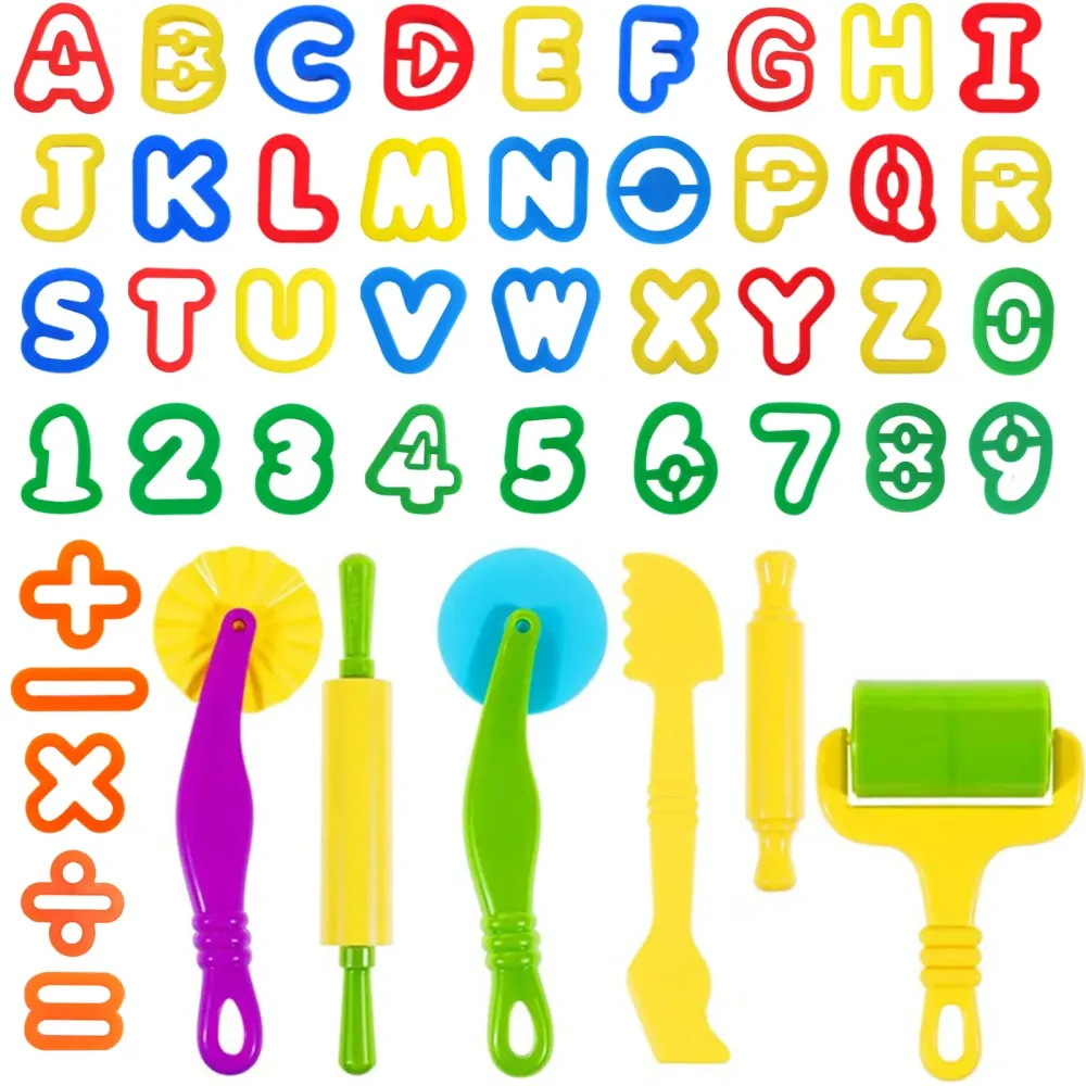 Oun Nana Play Dough Tools, 47 PCS Set Includes Letters, Numbers, Symbols & Basic Tools for Kids Oun Nana Play Dough Tools, 47 PCS Set Includes Letters, Numbers, Symbols & Basic Tools for Kids