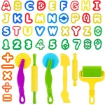Oun Nana Play Dough Tools, 47 PCS Set Includes Letters, Numbers, Symbols & Basic Tools for Kids