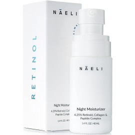 Retinoid Cream - 4.25% Retinol Night Moisturizer for Face & Neck with Collagen, Peptides & Hyaluronic Acid - Anti Aging Wrinkle Cream, Improves Skin Tone & Texture, 1.4 oz