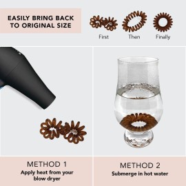 Kitsch Spiral Hair Ties for Women - Creaseless and Dent-free Coil Hair Ties No Damage, Phone Cord Coils | Made of Flexible and Durable Plastic | Ideal for Daily Use - Brunette, 8pcs