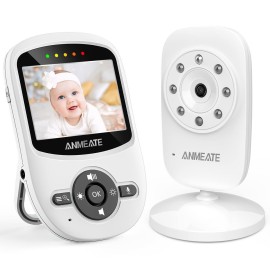 ANMEATE Video Baby Monitor with Digital Camera, Digital 2.4Ghz Wireless Video Monitor with Temperature Monitor, 960ft Transmission Range, 2-Way Talk, Night Vision, High Capacity Battery1 Camera