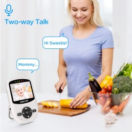 ANMEATE Video Baby Monitor with Digital Camera, Digital 2.4Ghz Wireless Video Monitor with Temperature Monitor, 960ft Transmission Range, 2-Way Talk, Night Vision, High Capacity Battery1 Camera