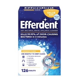 Efferdent Retainer Cleaning Tablets, Denture Cleaning Tablets for Dental Appliances, Overnight Whitening, 126 Count