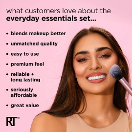 Real Techniques Makeup Brush Set with Sponge Blender for Eyeshadow, Foundation, Blush, and Concealer, Set of 5