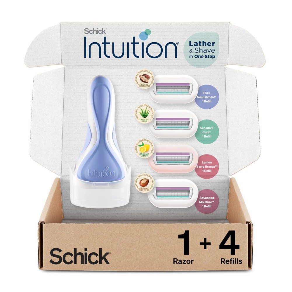 INTUITION Schick Razors for Women Variety Pack with 1 Razor Handle & 4 Intuition Razor Blades Refill | Shaving Kit Women, Girls Shaving Kit Beginners, Razor Gift Set for Women, Razor Starter Kit INTUITION Schick Razors for Women Variety Pack with 1 Razor Handle & 4 Intuition Razor Blades Refill | Shaving Kit Women, Girls Shaving Kit Beginners, Razor Gift Set for Women, Razor Starter Kit