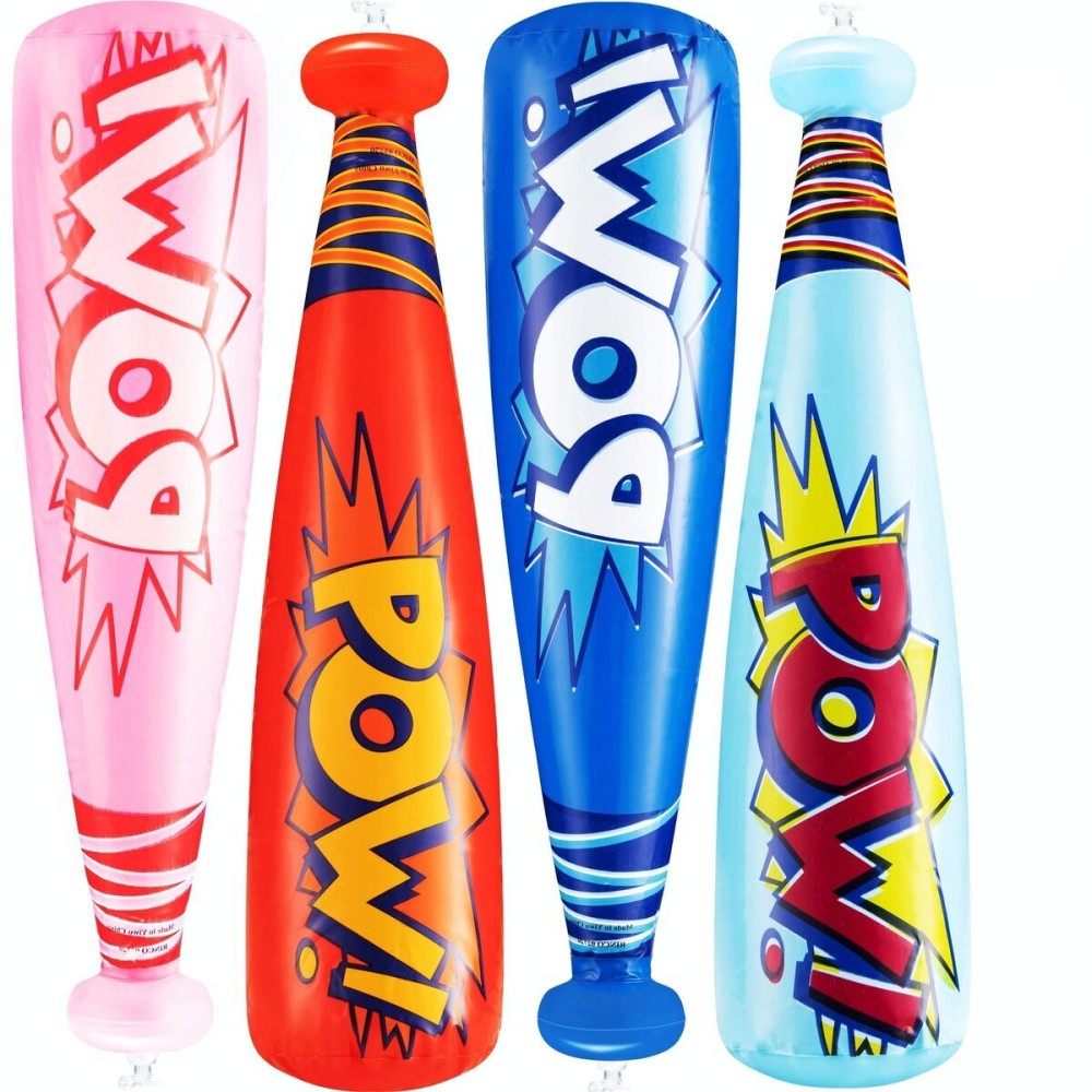 Bedwina Pow Inflatable Baseball Bat - (Pack of 12) 20 Inch Inflatable Toy Bat, Carnival Prizes, Baseball Party Favors Goodie Bag Stuffers, Decorations Party Prizes for Kids