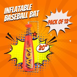 Bedwina Pow Inflatable Baseball Bat - (Pack of 12) 20 Inch Inflatable Toy Bat, Carnival Prizes, Baseball Party Favors Goodie Bag Stuffers, Decorations Party Prizes for Kids