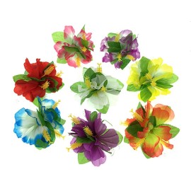 ALIMITOPIA Hawaiian Flower Hair Clip, 8pcs, Medium Size, Fabric Artificial Tropical Flower Hairpin Barrette, Hair Accessories for Luau Beach Party, Unisex