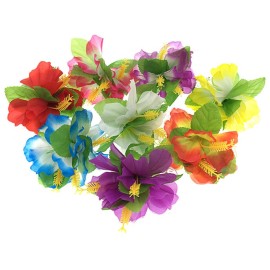 ALIMITOPIA Hawaiian Flower Hair Clip, 8pcs, Medium Size, Fabric Artificial Tropical Flower Hairpin Barrette, Hair Accessories for Luau Beach Party, Unisex