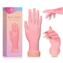 Buqikma Nail Practice Hand for Acrylic Nails, Mannequin Hand for Nails Practice, Flexible Bendable Fake Hand Manicure Nail Practice Hand 1Pcs
