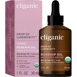 Cliganic Organic Rosehip Seed Oil for Face, 100% Pure | Natural Cold Pressed Unrefined Non-GMO | Carrier Oil for Skin, Hair & Nails (Packaging May Vary)