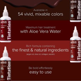 Red by Kiss Tintation Semi-Permanent Hair Color, Aloe Vera Water Based, Argan Oil, Olive Oil, Collagen & Keratin, Long-Lasting Color Dye (Honey Brown, 5 Fl Oz)