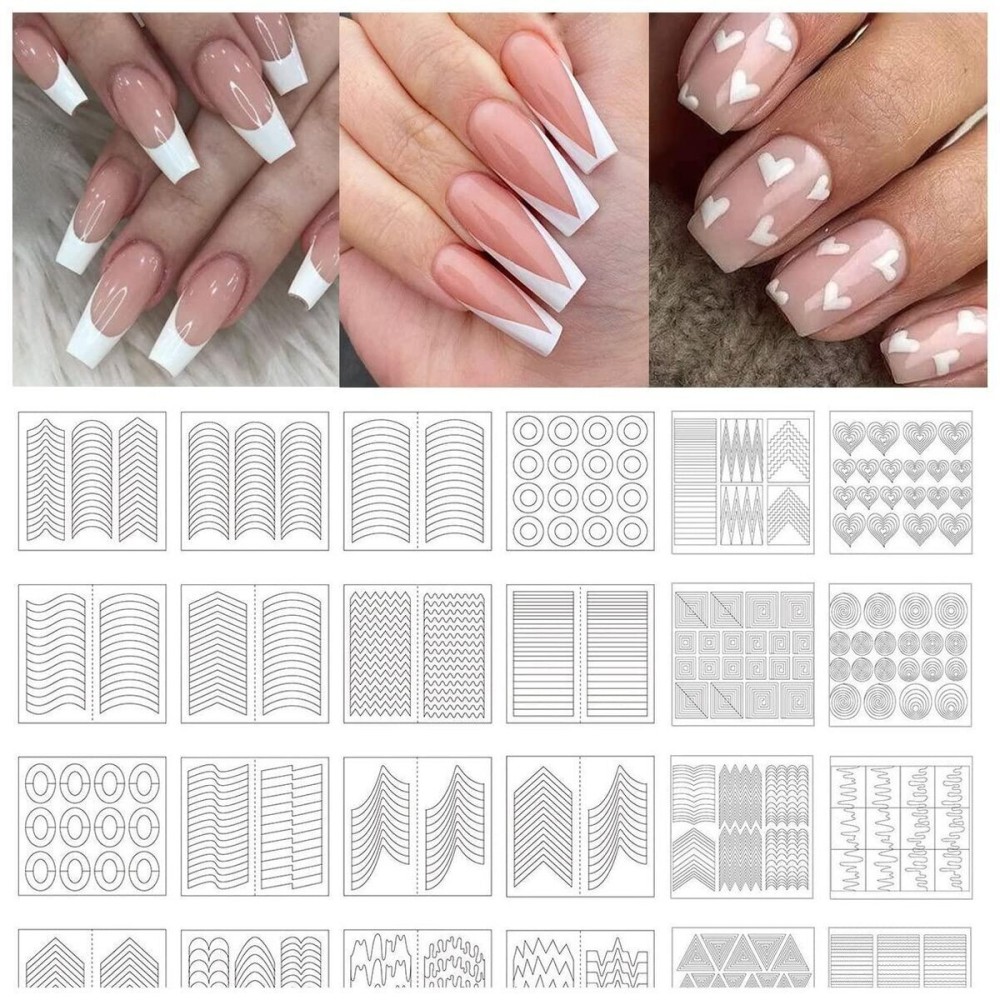 TailaiMei 1768 Pieces 60 Designs French Manicure Nail Stickers, Nail Art Tips Guides for DIY Decoration Stencil Tools (36 Sheets) TailaiMei 1768 Pieces 60 Designs French Manicure Nail Stickers, Nail Art Tips Guides for DIY Decoration Stencil Tools (36 Sheets)