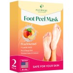 PLANTIFIQUE Foot Peeling Mask (2 Pairs) - Peeling Foot Mask Dermatologically Tested Repairs Heels & Removes Dry Dead Skin for Baby Soft Feet - Exfoliating Foot Peel Mask for Dry Cracked Feet (Peach)