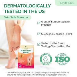 PLANTIFIQUE Foot Peeling Mask (2 Pairs) - Peeling Foot Mask Dermatologically Tested Repairs Heels & Removes Dry Dead Skin for Baby Soft Feet - Exfoliating Foot Peel Mask for Dry Cracked Feet (Peach) PLANTIFIQUE Foot Peeling Mask (2 Pairs) - Peeling Foot Mask Dermatologically Tested Repairs Heels & Removes Dry Dead Skin for Baby Soft Feet - Exfoliating Foot Peel Mask for Dry Cracked Feet (Peach)