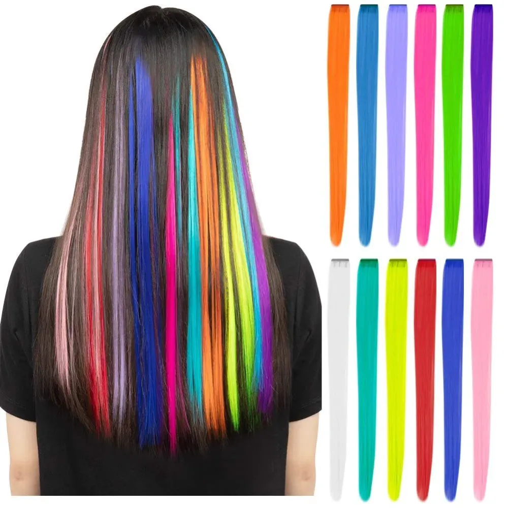 YaFex 12 Pcs Clip in Hair Extensions, 22 Inch Colored Hair Extensions Party Highlights Long Straight Synthetic Hairpieces for Women Kids Girls (Rainbow) YaFex 12 Pcs Clip in Hair Extensions, 22 Inch Colored Hair Extensions Party Highlights Long Straight Synthetic Hairpieces for Women Kids Girls (Rainbow)