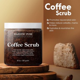 MAJESTIC PURE Arabica Coffee Scrub - All Natural Exfoliating Body Scrub for Skin Care, Stretch Marks, Acne & Cellulite, Reduce the Look of Spider Veins, Eczema, Age Spots & Varicose Veins - 10 Ounces MAJESTIC PURE Arabica Coffee Scrub - All Natural Exfoliating Body Scrub for Skin Care, Stretch Marks, Acne & Cellulite, Reduce the Look of Spider Veins, Eczema, Age Spots & Varicose Veins - 10 Ounces