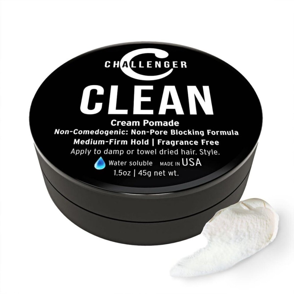 Challenger Fragrance Free Cream Pomade | Non-Comedogenic Styling Product | Unscented Hair Gel | Medium Firm Hold & Clean Ingredients | 1.5oz