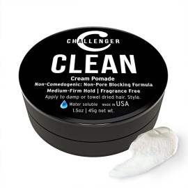 Challenger Fragrance Free Cream Pomade | Non-Comedogenic Styling Product | Unscented Hair Gel | Medium Firm Hold & Clean Ingredients | 1.5oz Challenger Fragrance Free Cream Pomade | Non-Comedogenic Styling Product | Unscented Hair Gel | Medium Firm Hold & Clean Ingredients | 1.5oz