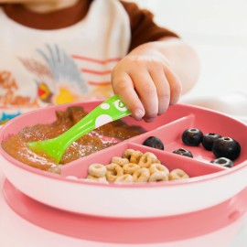 Munchkin Stay Put Suction Plates for Baby and Toddler, 3 Divided Sections , Pink/Purple Munchkin Stay Put Suction Plates for Baby and Toddler, 3 Divided Sections , Pink/Purple
