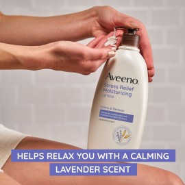 Aveeno Stress Relief Moisturizing Body Lotion with Lavender Scent, to help you feel Calm and Relaxed, Hydrating Body Lotion for Dry Skin, 33 FL OZ Aveeno Stress Relief Moisturizing Body Lotion with Lavender Scent, to help you feel Calm and Relaxed, Hydrating Body Lotion for Dry Skin, 33 FL OZ