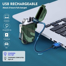LcFun Waterproof Electric Dual Arc Lighter USB Rechargeable Outdoor Windproof Flameless Plasma Lighters for Camping, Hiking, Adventure, Survival Tactical Gear Gifts for Men LcFun Waterproof Electric Dual Arc Lighter USB Rechargeable Outdoor Windproof Flameless Plasma Lighters for Camping, Hiking, Adventure, Survival Tactical Gear Gifts for Men
