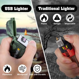 LcFun Waterproof Electric Dual Arc Lighter USB Rechargeable Outdoor Windproof Flameless Plasma Lighters for Camping, Hiking, Adventure, Survival Tactical Gear Gifts for Men LcFun Waterproof Electric Dual Arc Lighter USB Rechargeable Outdoor Windproof Flameless Plasma Lighters for Camping, Hiking, Adventure, Survival Tactical Gear Gifts for Men