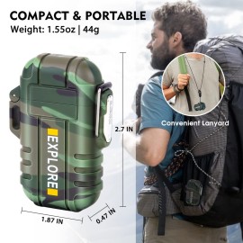 LcFun Waterproof Electric Dual Arc Lighter USB Rechargeable Outdoor Windproof Flameless Plasma Lighters for Camping, Hiking, Adventure, Survival Tactical Gear Gifts for Men LcFun Waterproof Electric Dual Arc Lighter USB Rechargeable Outdoor Windproof Flameless Plasma Lighters for Camping, Hiking, Adventure, Survival Tactical Gear Gifts for Men