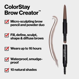Revlon Eyebrow Pencil & Powder, ColorStay Brow Creator 2-in-1 Eye Makeup with Spoolie, Longwearing with Precision Tip, 610 Dark Brown, 0.23 Oz Revlon Eyebrow Pencil & Powder, ColorStay Brow Creator 2-in-1 Eye Makeup with Spoolie, Longwearing with Precision Tip, 610 Dark Brown, 0.23 Oz