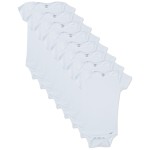 Gerber Baby 8-Pack Short Sleeve Onesies Bodysuits, Solid White, 0-3 Months