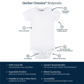 Gerber Baby 8-Pack Short Sleeve Onesies Bodysuits, Solid White, 0-3 Months Gerber Baby 8-Pack Short Sleeve Onesies Bodysuits, Solid White, 0-3 Months