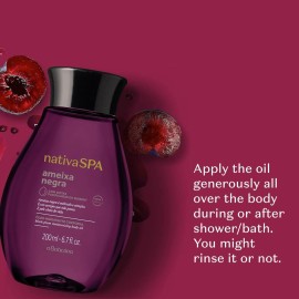 Nativa SPA by O Boticrio, Black Plum Body Oil, Scented Moisturizer, Enriched with Purified Quinoa Drops to Boost Hydration, 6.8 Ounce