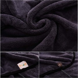 M-bestl 2 Pack Hair Drying Towels, Hair Towel Wrap,Absorbent Microfiber Hair Towel Turban with Button Design to Dry Hair More Quicker(Dark Gray& Blue)