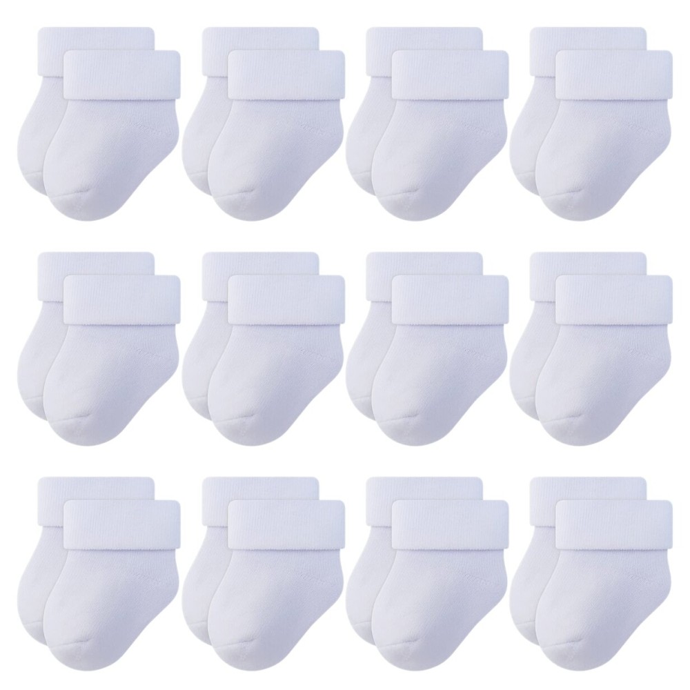 RATIVE Newborn Socks Thick Terry Turn Cuff Socks for Unisex Baby Boy and Girl (0-6 months, 12-pairs/white) RATIVE Newborn Socks Thick Terry Turn Cuff Socks for Unisex Baby Boy and Girl (0-6 months, 12-pairs/white)
