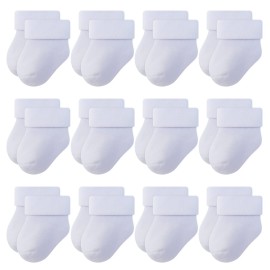 RATIVE Newborn Socks Thick Terry Turn Cuff Socks for Unisex Baby Boy and Girl (0-6 months, 12-pairs/white) RATIVE Newborn Socks Thick Terry Turn Cuff Socks for Unisex Baby Boy and Girl (0-6 months, 12-pairs/white)
