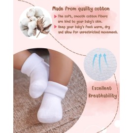 RATIVE Newborn Socks Thick Terry Turn Cuff Socks for Unisex Baby Boy and Girl (0-6 months, 12-pairs/white) RATIVE Newborn Socks Thick Terry Turn Cuff Socks for Unisex Baby Boy and Girl (0-6 months, 12-pairs/white)