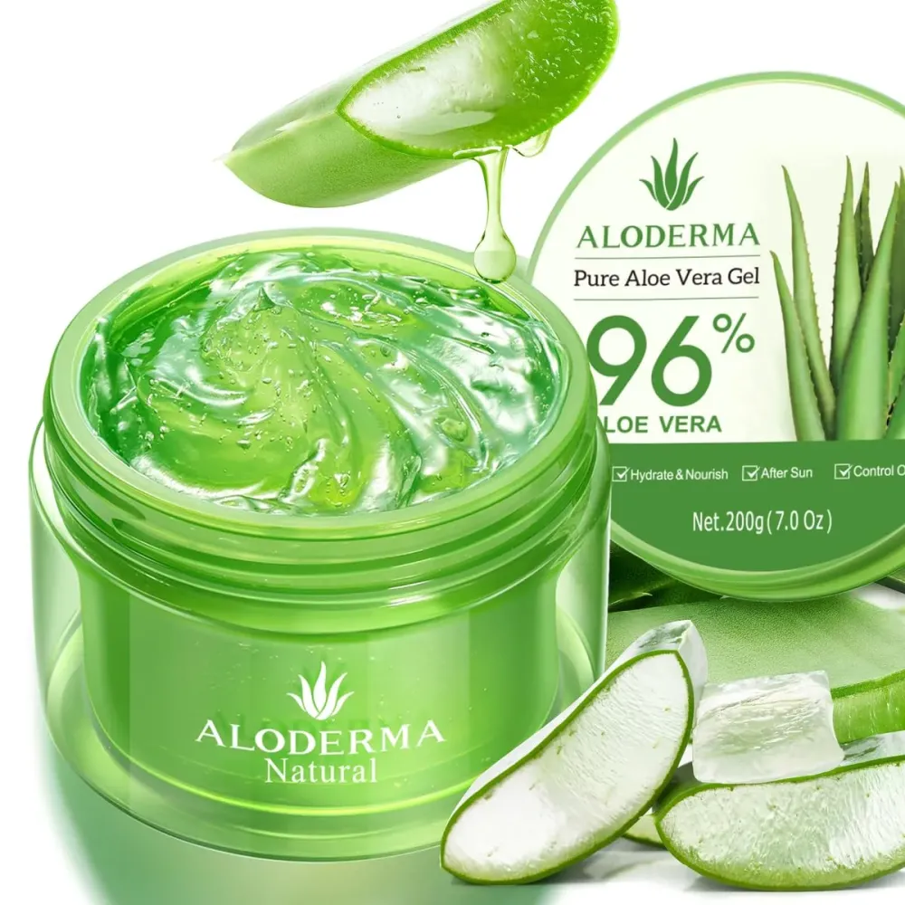 Aloderma Organic Aloe Vera Gel for Face & Body, 96% Pure Aloe Gel Made within 12 Hours of Harvest, Ideal for Skin, Scalp, & Hair Hydration, Calming Moisturizer for Soothing After Sun Care Relief, 7oz Aloderma Organic Aloe Vera Gel for Face & Body, 96% Pure Aloe Gel Made within 12 Hours of Harvest, Ideal for Skin, Scalp, & Hair Hydration, Calming Moisturizer for Soothing After Sun Care Relief, 7oz