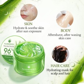 Aloderma Organic Aloe Vera Gel for Face & Body, 96% Pure Aloe Gel Made within 12 Hours of Harvest, Ideal for Skin, Scalp, & Hair Hydration, Calming Moisturizer for Soothing After Sun Care Relief, 7oz Aloderma Organic Aloe Vera Gel for Face & Body, 96% Pure Aloe Gel Made within 12 Hours of Harvest, Ideal for Skin, Scalp, & Hair Hydration, Calming Moisturizer for Soothing After Sun Care Relief, 7oz
