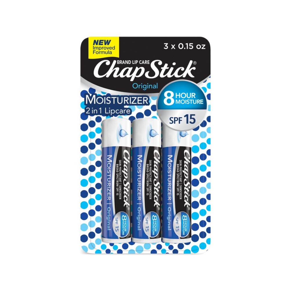ChapStick Moisturizer Original Lip Balm Tubes, SPF 15 and Skin Protectant - 0.15 Oz, 3 Count (Pack of 1) ChapStick Moisturizer Original Lip Balm Tubes, SPF 15 and Skin Protectant - 0.15 Oz, 3 Count (Pack of 1)