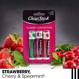 ChapStick Lip Care Set, Classic Collection 3-Pack - Spearmint, Cherry, and Strawberry Lip Balm, 0.15 Oz Ea ChapStick Lip Care Set, Classic Collection 3-Pack - Spearmint, Cherry, and Strawberry Lip Balm, 0.15 Oz Ea