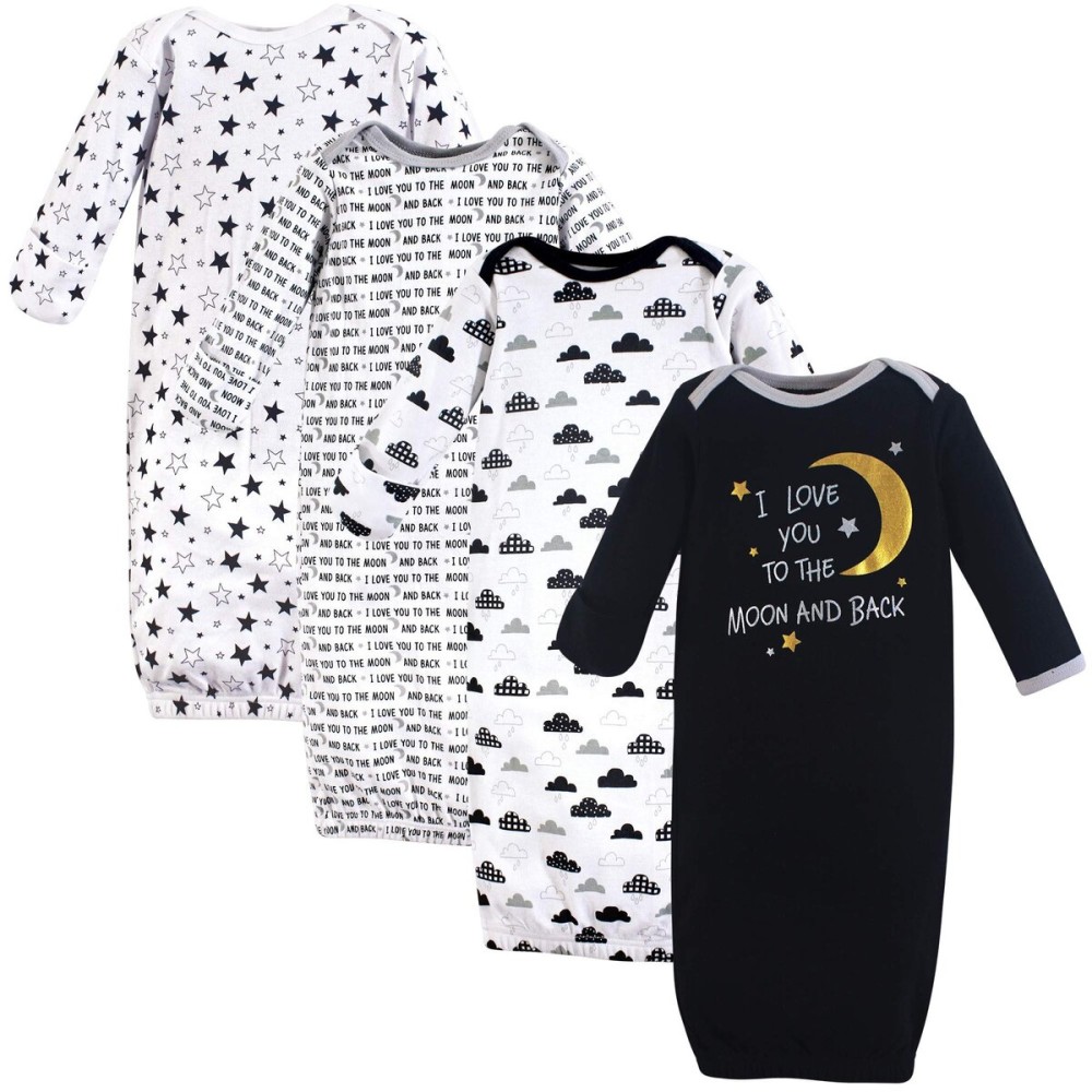 Hudson Baby Unisex Cotton Gowns, Moon And Back, 0-6 Months Hudson Baby Unisex Cotton Gowns, Moon And Back, 0-6 Months