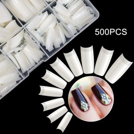 krofaue 500PCS Half Cover False Nails Tips - Acrylic Nail Tips 10 Sizes Lady French Style Acrylic Artificial Tip Manicure with Box for Nail Tips Art Salons and Home DIY krofaue 500PCS Half Cover False Nails Tips - Acrylic Nail Tips 10 Sizes Lady French Style Acrylic Artificial Tip Manicure with Box for Nail Tips Art Salons and Home DIY
