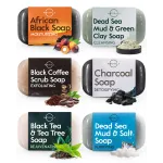 O NATURALS 6 PCS Black Soap - Women & Men\'s Bar Soap, Father\'s Day Gifts, Men\'s Soap Bar, African Black Soap w/Moisturizing Shea Butter, Charcoal Soap, Organic & Natural Soap for Men & Women, 4oz