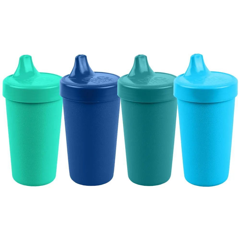 Re-Play Sippy Cups for Toddlers - 10 Oz. Reusable Spill Proof Cups for Kids, Dishwasher/Microwave Safe - Made in USA - Set of 4-3.13 x 6.25 - True Blue